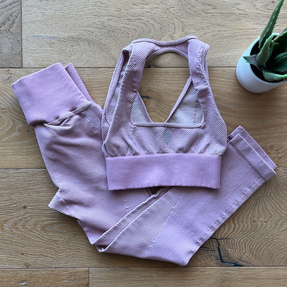 Free People Movement Rewind Leggings Bra Workout Set Pink Size XS / S